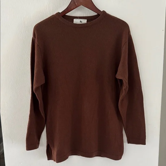 Saks Fifth Avenue Cashmere Sweater Womens Medium Brown Knit Neutral Long Sleeve - Picture 2 of 10